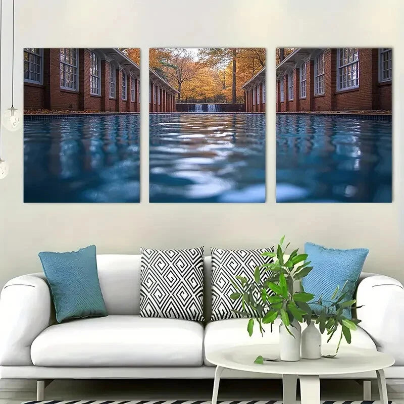 3pcs Waterfalls Crashing Over Rocks Perfect Wall Art Set Canvas Framed 40x60cm - High Quality Print 100% Australian Made Wall Canvas Ready to Hang