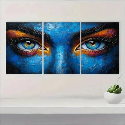 3pcs Colorful Acrylic Face Artwork EW Wall Art Set Canvas Unframed - High Quality Print 100% Australian Made Wall Canvas