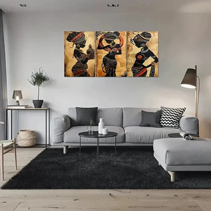 3pcs Ethnic Silhouette Women Canvas Unframed - High Quality Print 100% Australian Made Wall Canvas