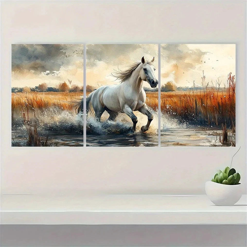 3pcs Husky Dog in Flower Field Wildflower Metal Print Ready to Hang Art