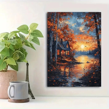 Beautiful Autumn Witch Scene Painting 40x60cm Metal Print Ready to Hang