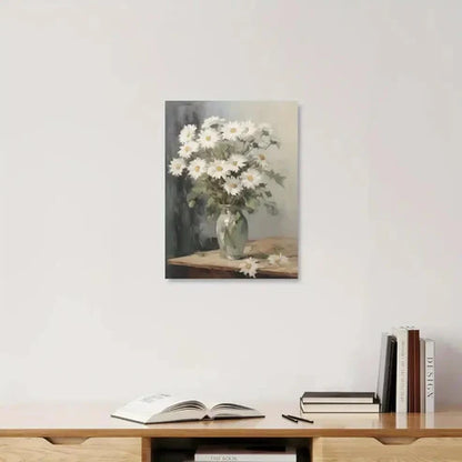 Beautiful White Daisies In A Vase Painting  60x90cm Metal Print Ready to Hang