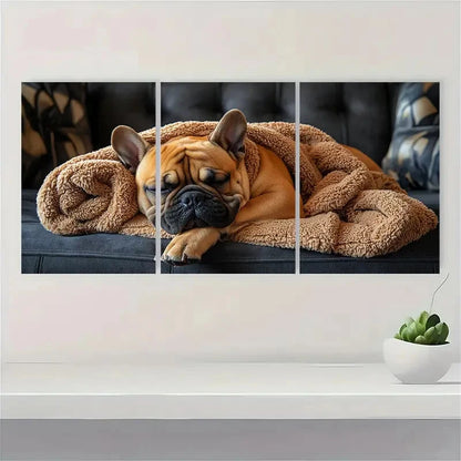 3pcs Vintage Funny Bull Dog Lover Blankets Metal Print Ready to Hang Art