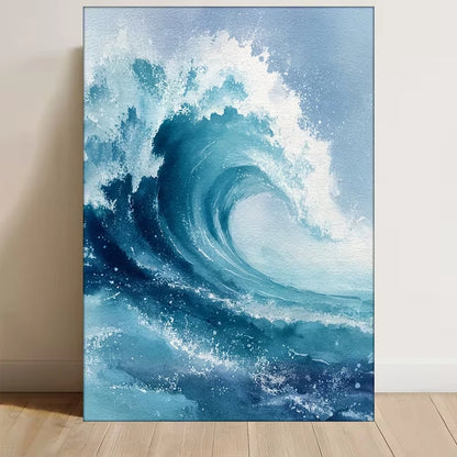 Vibrant Blue & White Ocean Scene 60x90cm Metal Print Ready to Hang