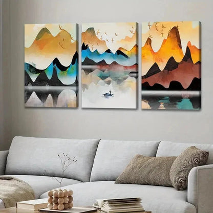 3pcs Contemporary Landscape Mountain Perfect Wall Art Set Canvas Framed 40x60cm - High Quality Print 100% Australian Made Wall Canvas Ready to Hang