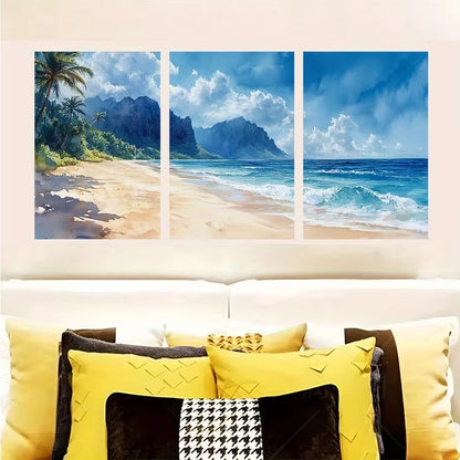 3pcs Bells Australia Tropical Beach  Wall Art Set Canvas Framed 60x90cm - High Quality Print 100% Australian Made Wall Canvas Ready to Hang