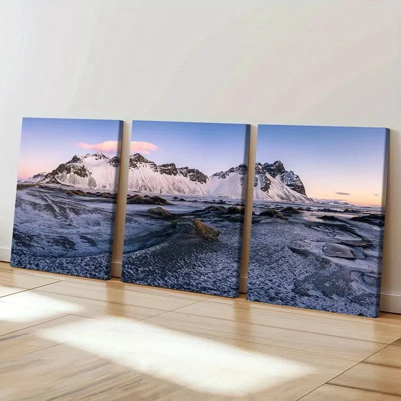 3pcs Snowscape Snow Mountain Modern Wall Art Set Canvas Framed 40x60cm - High Quality Print 100% Australian Made Wall Canvas Ready to Hang