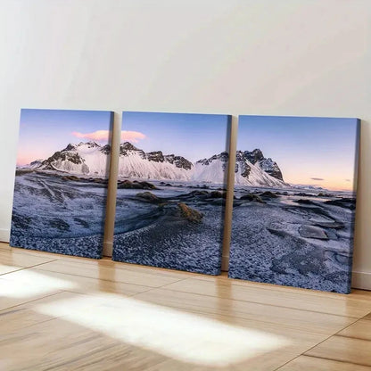 3pcs Snowscape Snow Mountain Modern Wall Art Set Canvas Framed 40x60cm - High Quality Print 100% Australian Made Wall Canvas Ready to Hang