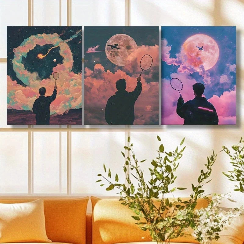 3pcs Modern Painting Colourful Clouds Metal Print Ready to Hang Art