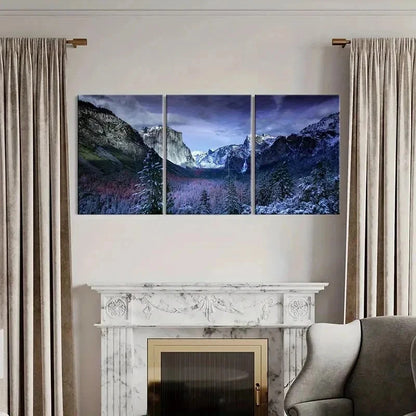 3pcs Valley Woods Snow Mountain Modern Wall Art Set Canvas Framed 40x60cm - High Quality Print 100% Australian Made Wall Canvas Ready to Hang
