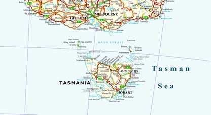 Laminated Australia Road map with details 91x61cm poster AU