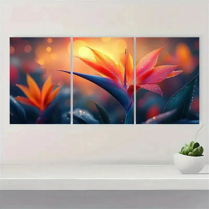 3pcs Bird Of Paradise Tropical Plant Perfect Wall Art Set Canvas Framed 40x60cm - High Quality Print 100% Australian Made Wall Canvas Ready to Hang