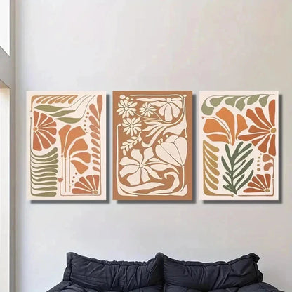 3pcs Abstract Floral Botanical Flowers Wall Art Set Canvas Framed 60x90cm - High Quality Print 100% Australian Made Wall Canvas Ready to Hang