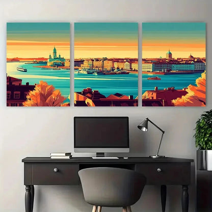 3pcs Vibrant Nordic & Scandinavian PerfectWall Art Set Canvas Framed 60x90cm - High Quality Print 100% Australian Made Wall Canvas Ready to Hang