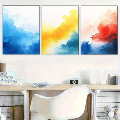 3pcs Abstract Watercolor Inspired Decor Metal Print Ready to Hang Art