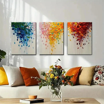 3pcs Vibrant Flower Petals Abstract Perfect Wall Art Set Canvas Unframed - High Quality Print 100% Australian Made Wall Canvas