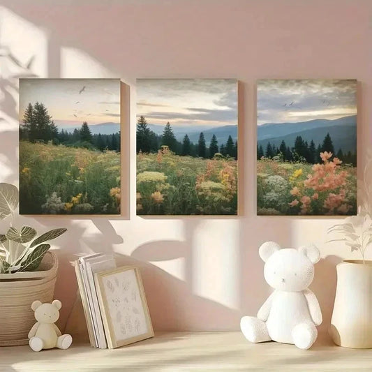 3pcs Serene Wildflowe  Wall Art Canvas  Wall Art Set Canvas Framed 40x60cm - High Quality Print 100% Australian Made Wall Canvas Ready to Hang