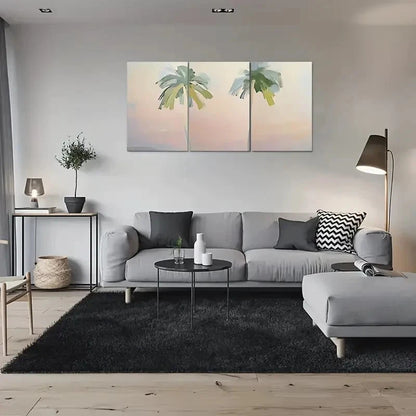 3pcs Abstract Palm Tree Painting Metal Print Ready to Hang Art
