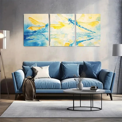 3pcs Summer Scene with Lemon Yellow & Sky Blue Metal Print Ready to Hang Art