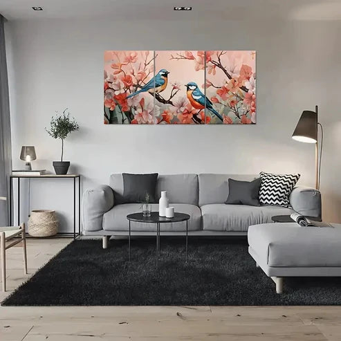 3pcs Charming Floral with Birds Wall Art Canvas Unframed - High Quality Print 100% Australian Made Wall Canvas