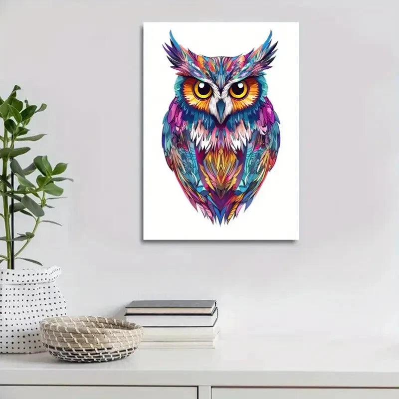 Beautiful Vibrant Owl Contemporary Painting 40x60cm Metal Print Ready to Hang