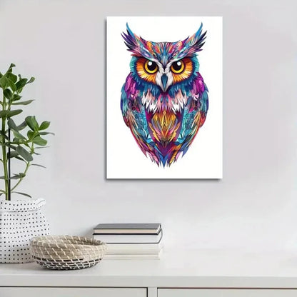 Beautiful Vibrant Owl Contemporary Painting 40x60cm Metal Print Ready to Hang