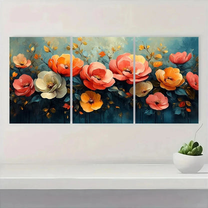 3pcs Colorful Abstract Desert Blooming Flowers Wall Art Set Canvas Framed 40x60cm - High Quality Print 100% Australian Made Wall Canvas Ready to Hang