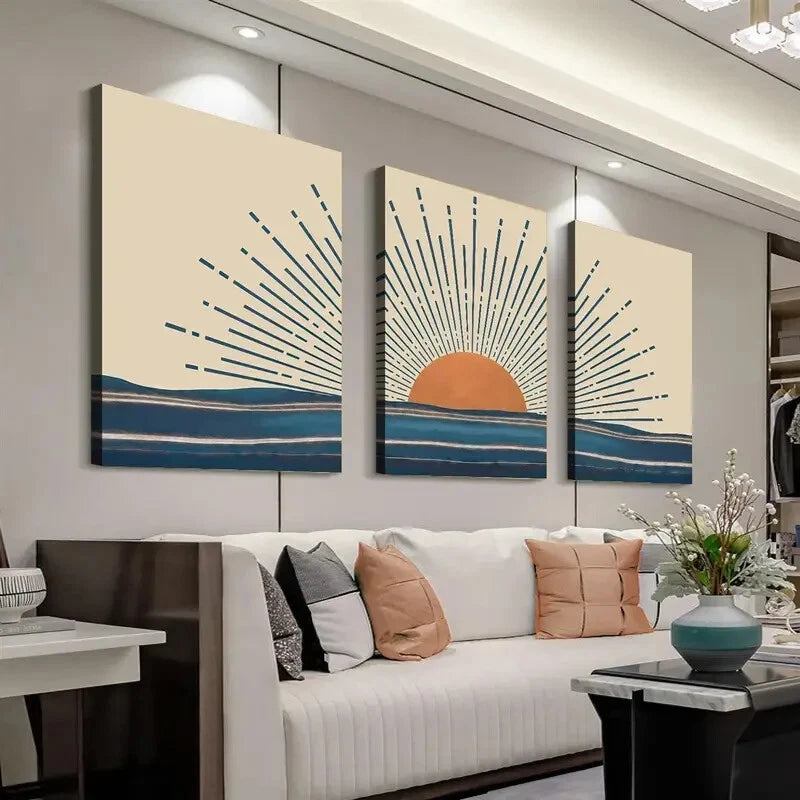 3pcs Abstract Sunset Contemporary Perfect Wall Art Set Canvas Framed 40x60cm - High Quality Print 100% Australian Made Wall Canvas Ready to Hang