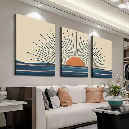 3pcs Abstract Sunset Contemporary Perfect Wall Art Set Canvas Framed 40x60cm - High Quality Print 100% Australian Made Wall Canvas Ready to Hang