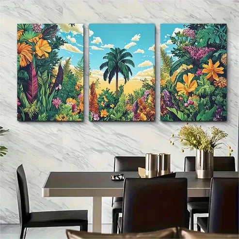 3pcs Botanical Decor Floral Art Africa Wall Art Canvas Unframed - High Quality Print 100% Australian Made Wall Canvas