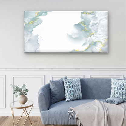 Minimalist Blue and Gold Alcohol Ink Wall Art Canvas Office Home Framed 120x60cm