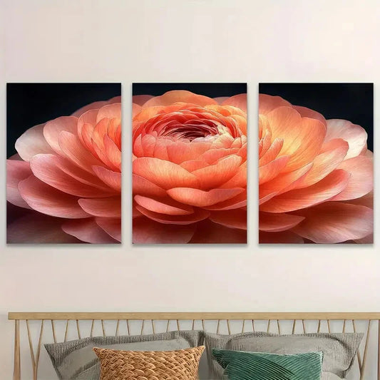 3pcs Three Floral Elegance Inspired Perfect Wall Art Set Canvas Framed 40x60cm - High Quality Print 100% Australian Made Wall Canvas Ready to Hang
