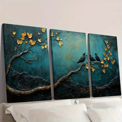 3pcs Rustic Love Themed Teal Blue and Black Wall Art Set Canvas Framed 50x70cm - High Quality Print 100% Australian Made Wall Canvas Ready to Hang