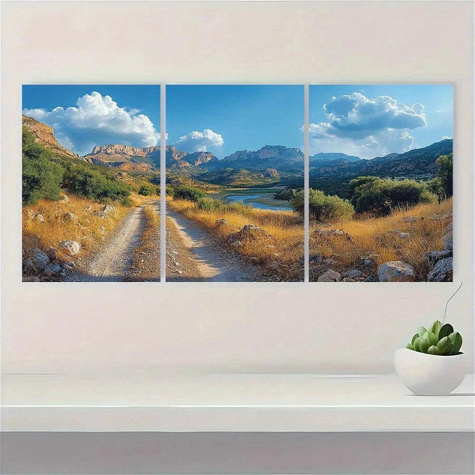 3pcs Serene Nature Mountain White Clouds Metal Print Ready to Hang Art