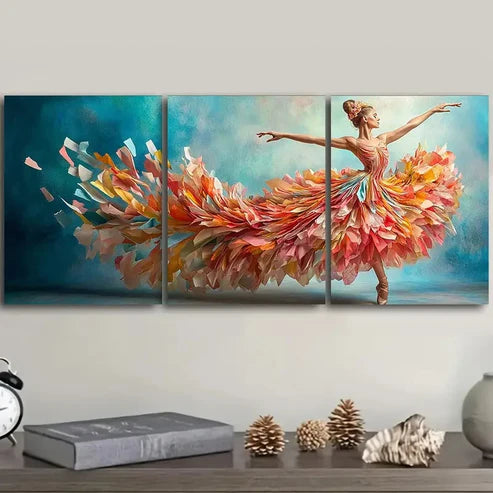 3pcs A Flowing Ballerina Bright Beauty Perfect Wall Art Set Canvas Unframed - High Quality Print 100% Australian Made Wall Canvas
