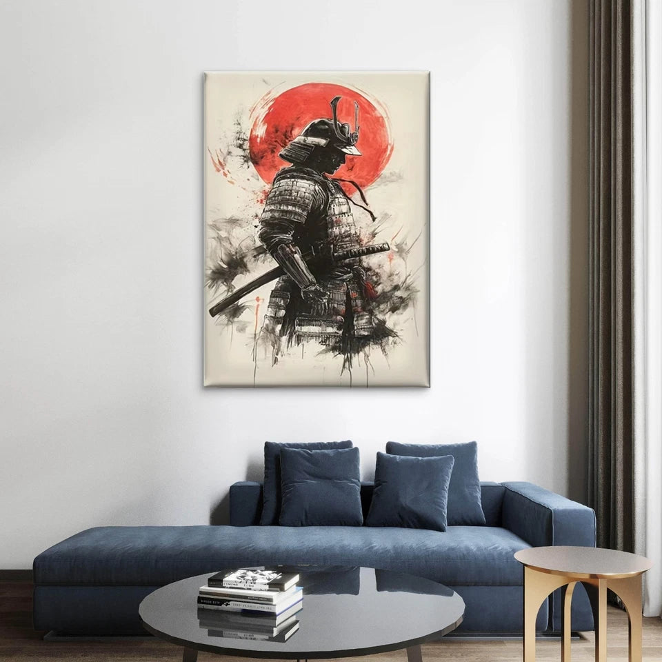 Samurai Under the Red Sun 60x90cm Metal Print Ready to Hang