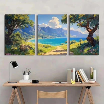 3pcs Extra Hillside Overdo Nature Scene Perfect Wall Art Set Canvas Framed 40x60cm - High Quality Print 100% Australian Made Wall Canvas Ready to Hang