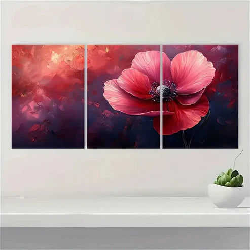3pcs Flower Print Pink Flower Art Plant ER  Canvas Print Flower F Wall Art Set Canvas Unframed - High Quality Print 100% Australian Made Wall Canvas - Bella Home Decor
