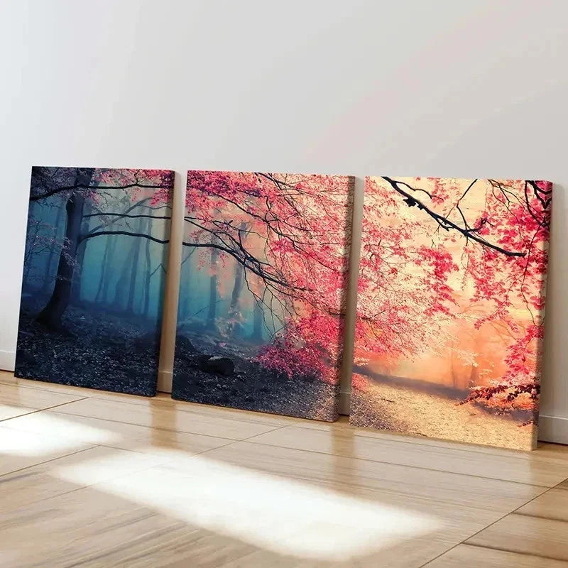 3pcs Nature Landscape Cherry Blossom Tree Wall Art Set Canvas Framed 40x60cm - High Quality Print 100% Australian Made Wall Canvas Ready to Hang