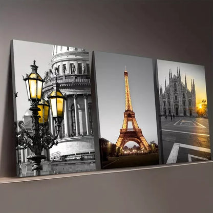 3pcs Black And White Architectural Photography Wall Art Set Canvas Framed 50x70cm - High Quality Print 100% Australian Made Wall Canvas Ready to Hang - Bella Home Decor