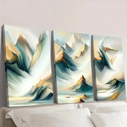 3pcs Fashionable Mountain Light Texture Wall Art Set Canvas Framed 40x60cm - High Quality Print 100% Australian Made Wall Canvas Ready to Hang