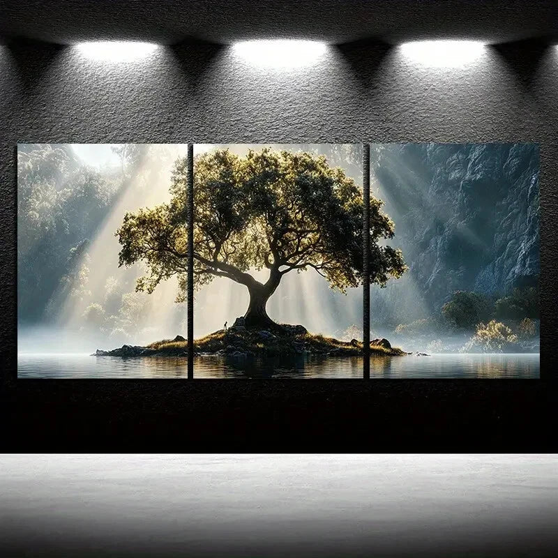 3pcs The Trees on the Island Nature Scenery Metal Print Ready to Hang Art