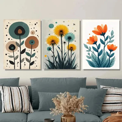3pcs Modern Minimalist Floral Abstract Wall Art Set Canvas Framed 50x70cm - High Quality Print 100% Australian Made Wall Canvas Ready to Hang