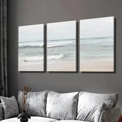 3pcs sunrise ocean waves beach Wall Art Set Canvas Framed 40x60cm - High Quality Print 100% Australian Made Wall Canvas Ready to Hang