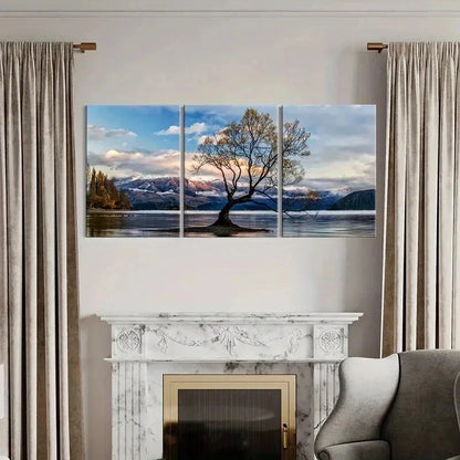3pcs Blue Sky White Clouds and Trees Wall Art Set Canvas Framed 40x60cm - High Quality Print 100% Australian Made Wall Canvas Ready to Hang