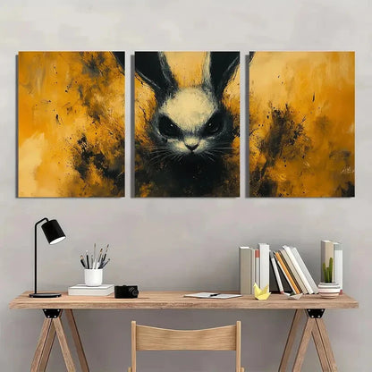 3pcs Black Rabbit Skeleton Gothic Halloween Metal Print Ready to Hang Art
