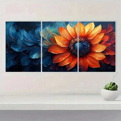 3pcs Painting Abstract Sunflower Vibrant Colors Wall Art Set Canvas Framed 40x60cm - High Quality Print 100% Australian Made Wall Canvas Ready to Hang