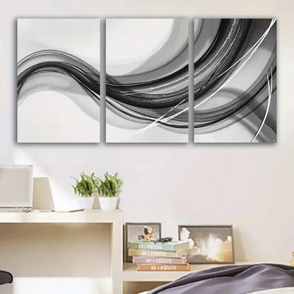 3pcs Black And White Abstract Modern Prints Wall Art Set Canvas Framed 50x70cm - High Quality Print 100% Australian Made Wall Canvas Ready to Hang
