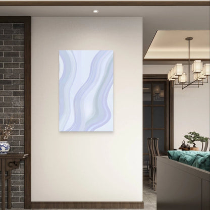Minimalist Soft Blue and Lavender Fluid Wave 40x60cm Metal Print Ready to Hang