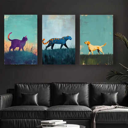 3pcs Animal and Hillside Landscape Perfect Wall Art Set Canvas Framed 40x60cm - High Quality Print 100% Australian Made Wall Canvas Ready to Hang